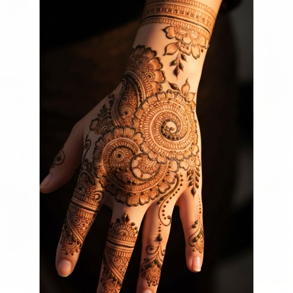 Intricate bridal henna design