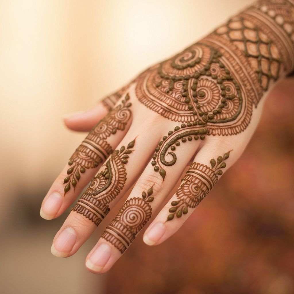 Fingertip henna patterns